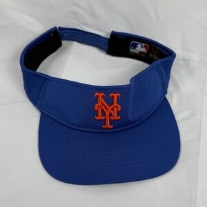 New York Mets TEAM MLB OS Sports Blue Gray Strapback Sun Visor Hat Cap Baseball.